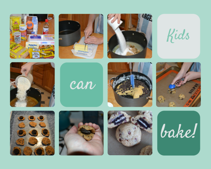 Kids-can-bake-stuffed-cookies collage